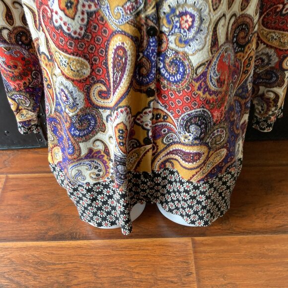 Joseph A Colorful Button Down Paisley Cardigan Sweater 1X - Picture 3 of 10